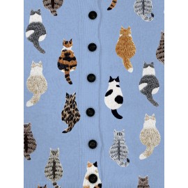 [Playful Design] Plus Size - Women's Lightweight Sweater Jacket - Pastel Pink With Black & White Animal Print, Button-Front Closure, Non-Bulky Long Sleeve Cardigan For Fall/Winter, Everyday & Formal Outfits - Position BK 052032, Fall Fashion, Playful Design, Comfortable Fit, Stylish Outerwear, Fashion Lovers, Cat Cardigan/Sweater For Women, Cardigan For Curvy Women, Curve Cat Print, Cardigans Women Good Quality, Vest Woman Large Size With Sleeve