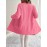 Elegant Oversized Long Sleeve Cardigan for Women - Solid Color, Medium Stretch, with Pockets, Fall/Winter Fashion, Plus Size, Pink