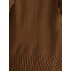 Elegant Oversized Long Sleeve Cardigan for Women - Solid Color, Medium Stretch, with Pockets, Fall/Winter Fashion, Plus Size, Pink