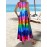 [Tie-Dye Beach Dress] Vibrant Tie-Dye Print Women's Sleeveless Dress | Lightweight Breathable Round Neck, Machine Washable, Spring Summer Beach Vacation Casual Outfit - Blue Yellow Pink Purple on Black Background Fabric