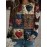 Women's Soft Patchwork Sweater Jacket with Heart & Plaid Print - Winter Warm Coat, Belt-Free Waist Tie, Layered Collar & Round Neck, Machine Washable Long Sleeve Blazer (Brown/Black/Red/Beige/Grey/White/Blue/Pink) - Layered Over Dresses