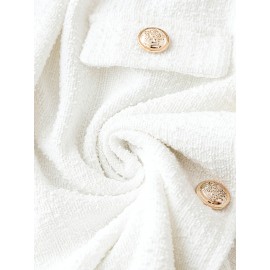 Women's Elegant White Tailored Jacket - Structured Collar Single-Button Closure, H-Line Silhouette Long Sleeve Blazer Coat for Casual & Formal Events, All-Season Versatile Outerwear (Machine Washable) - Office, Wedding, Everyday Outfits