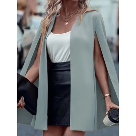 [Versatile Blazer] Elegant Women's Cape Sleeve Blazer Jacket | Solid Color H-Silhouette Open Front Design, Versatile All-Season Casual to Professional Outerwear | Quality Fabric, Minimalist Style, Dry Clean Only