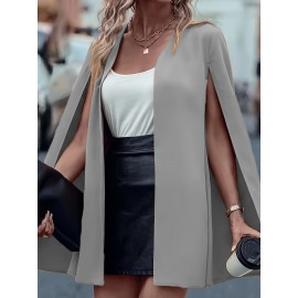 [Versatile Blazer] Elegant Women's Cape Sleeve Blazer Jacket | Solid Color H-Silhouette Open Front Design, Versatile All-Season Casual to Professional Outerwear | Quality Fabric, Minimalist Style, Dry Clean Only