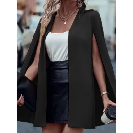 [Versatile Blazer] Elegant Women's Cape Sleeve Blazer Jacket | Solid Color H-Silhouette Open Front Design, Versatile All-Season Casual to Professional Outerwear | Quality Fabric, Minimalist Style, Dry Clean Only