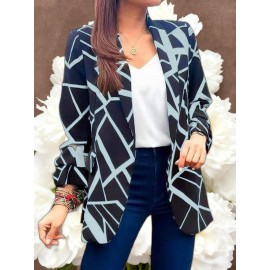 Women's Lightweight Blazer Suit Jacket - Short Office Blazer with Open Front & Single-Breasted, Loose Fit Long Sleeve Coat for Professional Work Attire, Blazer Suit (Machine Washable, All-Season) - OL Suit Essential for Spring/Fall