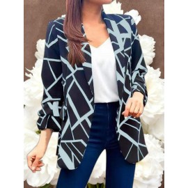 Women's Lightweight Blazer Suit Jacket - Short Office Blazer with Open Front & Single-Breasted, Loose Fit Long Sleeve Coat for Professional Work Attire, Blazer Suit (Machine Washable, All-Season) - OL Suit Essential for Spring/Fall