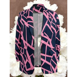 Women's Lightweight Blazer Suit Jacket - Short Office Blazer with Open Front & Single-Breasted, Loose Fit Long Sleeve Coat for Professional Work Attire, Blazer Suit (Machine Washable, All-Season) - OL Suit Essential for Spring/Fall