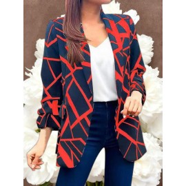 Women's Lightweight Blazer Suit Jacket - Short Office Blazer with Open Front & Single-Breasted, Loose Fit Long Sleeve Coat for Professional Work Attire, Blazer Suit (Machine Washable, All-Season) - OL Suit Essential for Spring/Fall