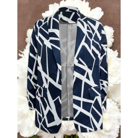 Women's Lightweight Blazer Suit Jacket - Short Office Blazer with Open Front & Single-Breasted, Loose Fit Long Sleeve Coat for Professional Work Attire, Blazer Suit (Machine Washable, All-Season) - OL Suit Essential for Spring/Fall