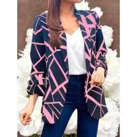 Women's Lightweight Blazer Suit Jacket - Short Office Blazer with Open Front & Single-Breasted, Loose Fit Long Sleeve Coat for Professional Work Attire, Blazer Suit (Machine Washable, All-Season) - OL Suit Essential for Spring/Fall