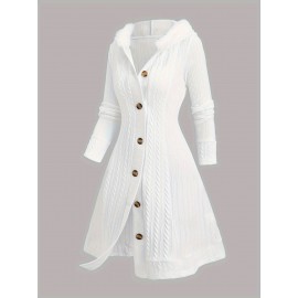 Plus Size, Plus Size Y2K Twist Plaid Faux Fur Patchwork Hooded Coat Button Long Cardigan