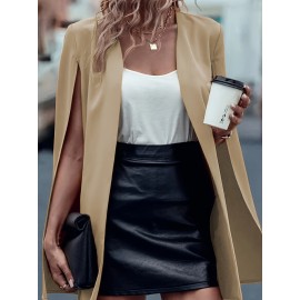 [Versatile Blazer] Elegant Women's Cape Sleeve Blazer Jacket | Solid Color H-Silhouette Open Front Design, Versatile All-Season Casual to Professional Outerwear | Quality Fabric, Minimalist Style, Dry Clean Only