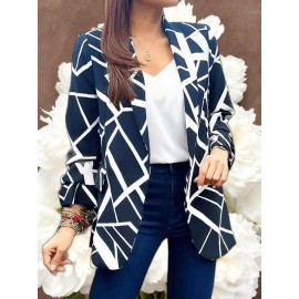 Women's Lightweight Blazer Suit Jacket - Short Office Blazer with Open Front & Single-Breasted, Loose Fit Long Sleeve Coat for Professional Work Attire, Blazer Suit (Machine Washable, All-Season) - OL Suit Essential for Spring/Fall